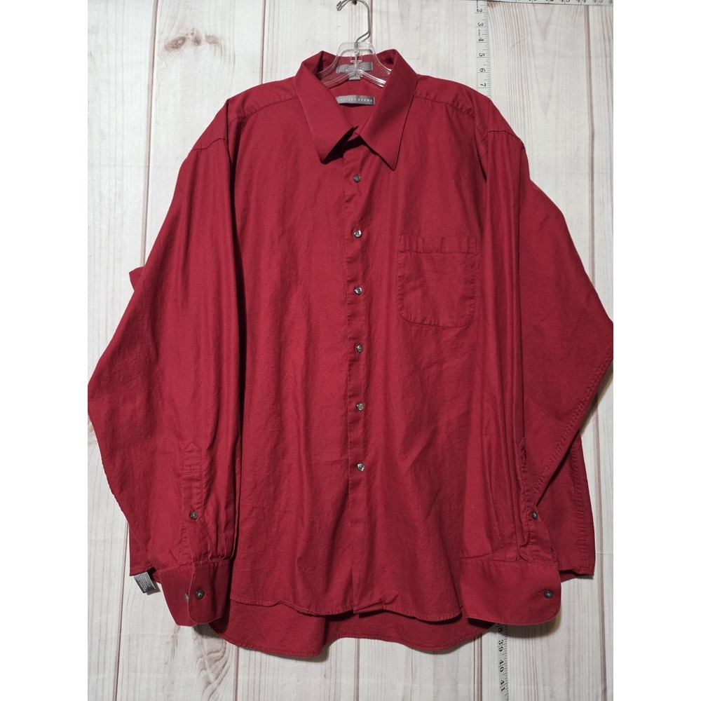 Geoffrey Beene Shirt Mens 2XL Red Long Sleeve Button Front Chest Pocket Cotton